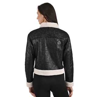 Foto 2 | Foto 2 | Chamarra Negra Nine West Con Borrega En Cuello, Puños Y Cadera.