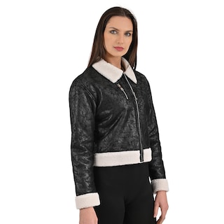 Foto 3 | Foto 3 | Chamarra Negra Nine West Con Borrega En Cuello, Puños Y Cadera.