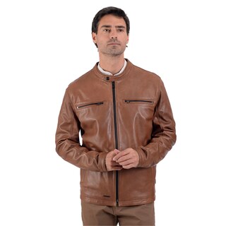 Foto 1 | Foto 1 | Chamarra De Piel En Color Café Para Caballero, Marca Perry Ellis.