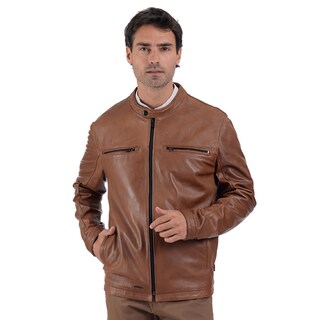 Foto 2 | Foto 2 | Chamarra De Piel En Color Café Para Caballero, Marca Perry Ellis.