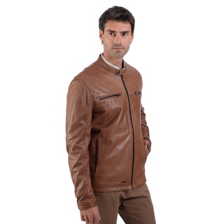 Foto 3 | Foto 3 | Chamarra De Piel En Color Café Para Caballero, Marca Perry Ellis.