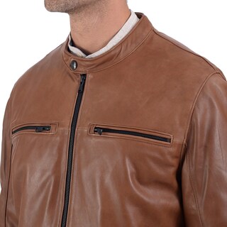 Foto 4 | Foto 4 | Chamarra De Piel En Color Café Para Caballero, Marca Perry Ellis.