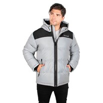 Chamarra Greenlander Con Gorro Acolchada Color Gris Claro Para Hombre