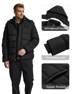 Foto 6 | Foto 6 | Chaqueta Acolchada Impermeable Wantdo Para Hombre, Color Negro - Venta Internacional.