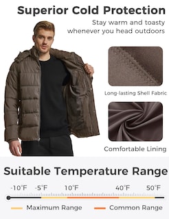 Foto 4 | Foto 4 | Ropa De Abrigo Aislante Para Hombre Coat Wantdo, Gruesa Y Acolchada, Color Marrón - Venta Internacional.