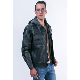 Foto 2 | Foto 2 | Chamarra Piel Negra Castelli Caballero Con Capucha 2 En 1