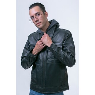 Foto 4 | Foto 4 | Chamarra Piel Negra Castelli Caballero Con Capucha 2 En 1