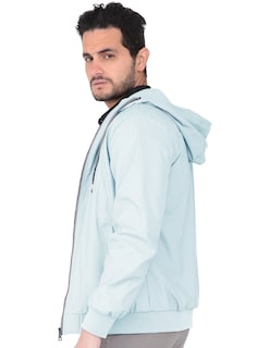 Foto 3 | Foto 3 | Chamarra Hombre Casual Premium Lisa Con Gorro Azul Cielo Roosevelt C374