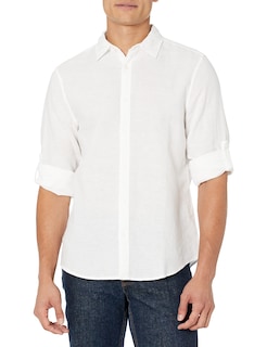 Foto 1 | Foto 1 | Camisa Perry Ellis De Manga Enrollada De Lino Liso Y Algodón Para Hombre - Venta Internacional.