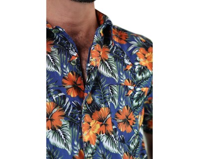 Foto 5 | Foto 5 | Camisa Estilo Hawaiano De Manga Corta Marca Rams Cottons Modelo Bali Con Estampado De Flores
