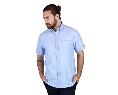 Foto 3 | Foto 3 | Camisa Para Caballero De Manga Corta Marca Rams Cottons Modelo Oxford Color Azul De Corte Regular