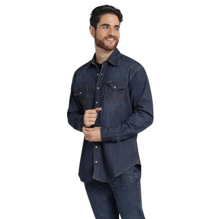 Foto 2 | Foto 2 | Camisa Vaquera Hombre Wrangler Regular Fit Manga Larga 376 Azul