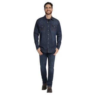 Foto 4 | Foto 4 | Camisa Vaquera Hombre Wrangler Regular Fit Manga Larga 376 Azul