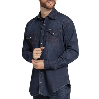 Foto 5 | Foto 5 | Camisa Vaquera Hombre Wrangler Regular Fit Manga Larga 376 Azul