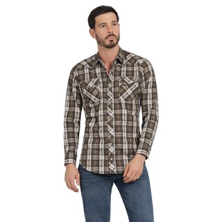 Foto 1 | Foto 1 | Camisa Vaquera Hombre Wrangler Slim Fit Manga Larga 418 Cafe