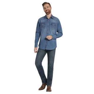 Foto 4 | Foto 4 | Camisa Vaquera Hombre Wrangler Regular Fit Manga Larga 930 Azul