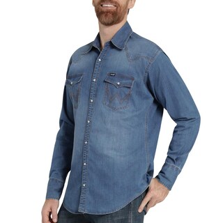 Foto 5 | Foto 5 | Camisa Vaquera Hombre Wrangler Regular Fit Manga Larga 930 Azul