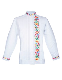 Foto 1 | Foto 1 | Guayabera Teya Artesanal Blanca Manga Larga para Hombre