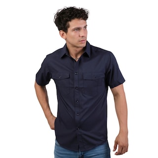 Foto 1 | Foto 1 | Camisa Huggo Valentino Manga Corta Tipo Pescador Azul Marino Hvss115-03