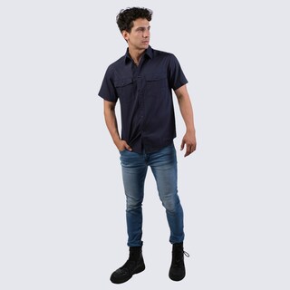 Foto 5 | Foto 5 | Camisa Huggo Valentino Manga Corta Tipo Pescador Azul Marino Hvss115-03