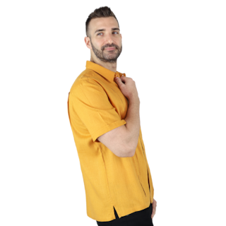 Foto 3 | Foto 3 | Camisa Tipo Guayabera Para Hombre Modelo Digan Color Mostaza Corte Regular Y Apariencia De Lino
