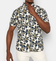 Camisa Hawaiana con Estampado Floral, 100% Algodón