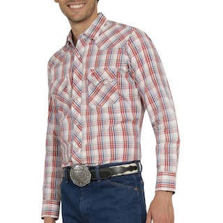 Foto 5 | Foto 5 | Camisa Vaquera Wrangler Hombre Western Fashion Slim Manga Larga 927 Rojo