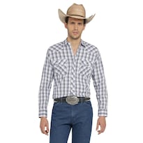 Camisa Vaquera Wrangler Hombre Western Fashion Slim Manga Larga 471 Azul