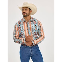 Camisa Vaquera Wrangler Hombre Checotah Regular Manga Larga 993 Azul