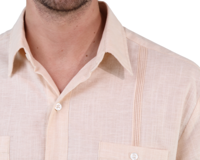 Foto 4 | Foto 4 | Guayabera Caqui Manga Larga Marca Rams Cottons Alforzada Textura Lino Slim Fit Para Hombre