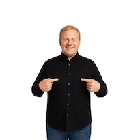 Camisa Big Kong Negra Lisa Hombre Grande Formal Manga Larga