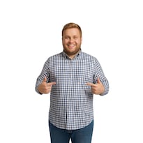 Camisa Big Kong Cuadros Azul Marino Hombre Talla Grande