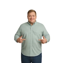 Camisa Big Kong Blanca Rayas Verdes Hombre Grande Formal