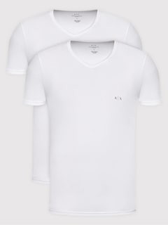 Foto 2 | Foto 2 | Playeras Armani Exchange Camisetas De Hombre Cuello V Color Blanco 2 Pack - Original