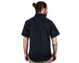 Camisa De Manga Corta Con Textura Para Hombre Marca Rams Cottons Modelo Sabato Color Negro Corte Regular