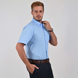 Foto 2 | Foto 2 | Camisa Yale Manga Corta Regular Fit 7298 Azul Cielo