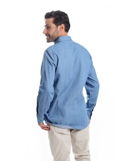 Foto 4 | Foto 4 | Camisa Hombre Kenneth Cole Kcpv25cams42 Azul Denim Slim Fit Algodón