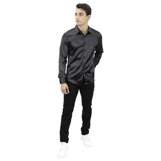 Foto 3 | Foto 3 | Camisa De Caballero Lisas Brillosas Marca Pavini color Negra Pvls-011-02