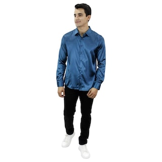 Foto 3 | Foto 3 | Camisa de Caballero Lisas Brillosas Marca Pavini color Azul Pvls-011-09