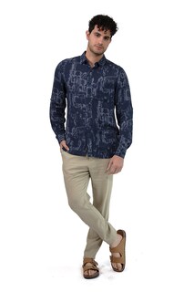 Foto 1 | Foto 1 | Camisa Comfort Fit Generra Azul Estampada