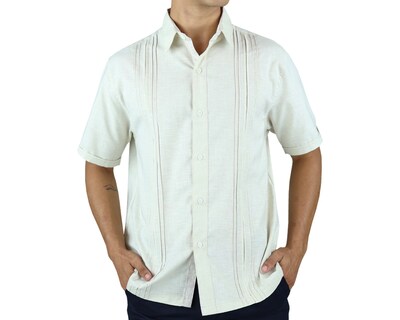 Foto 1 | Foto 1 | Camisa Tipo Guayabera Para Hombre Modelo Digan Color Arena Corte Regular Y Apariencia De Lino