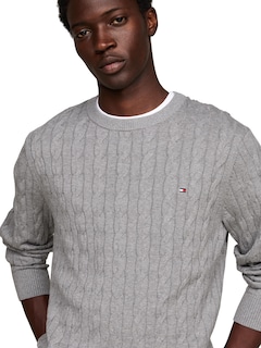 Foto 2 | Foto 2 | Jersey Tommy Hilfiger Para Hombre, Algodón, Cuello Redondo, Gris - Venta Internacional.