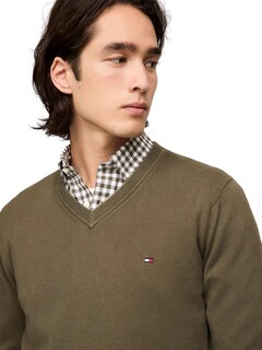 Foto 3 | Foto 3 | Jersey Tommy Hilfiger Para Hombre Con Cuello En V, Colección 2024, Verde Militar - Venta Internacional.