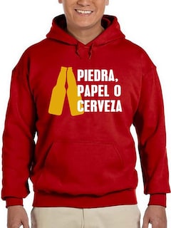 Foto 1 | Foto 1 | Sudadera Smartprintsink Con Capucha Para Hombre Piedra, Papel O Cerveza Color Rojo