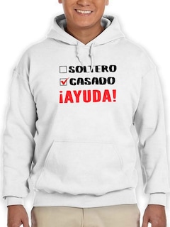 Foto 1 | Foto 1 | Sudadera Smartprintsink Con Capucha Para Hombre Soltero. Casado. Ayuda! Color Blanco