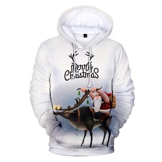 Foto 2 | Foto 2 | Venta Internacional- Sudadera con Estampado Digital de Papá Noel y Reno Blanca