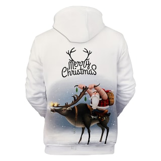 Foto 3 | Foto 3 | Venta Internacional- Sudadera con Estampado Digital de Papá Noel y Reno Blanca