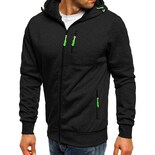 Sudadera con Capucha Deportiva Cierre Hoodie Negra para Hombre