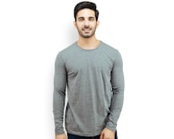Playera De Manga Larga Para Hombre Marca Rams Cottons Modelo Sergio Color Gris Corte Slim Fit Y Cuello Redondo
