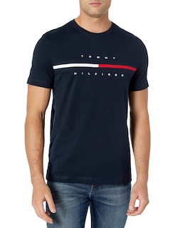 Foto 1 | Foto 1 | Camiseta Tommy Hilfiger De Manga Corta Con Logotipo Para Hombre - Sky Captain - Venta Internacional.